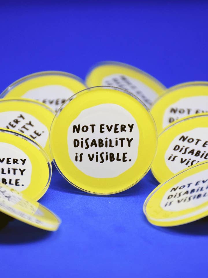 Hidden disabilities acrylic pin badge (38mm) for wholesale by Fynedesignshop