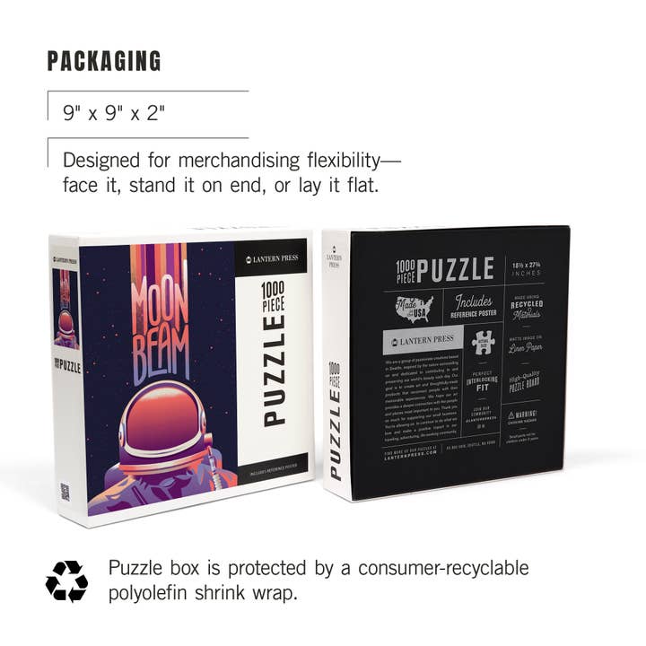 Lantern Press - Wholesale Puzzle - Adult - 1000 PIECE PUZZLE Spacethusiasm, Astronaut, Moon Beam7