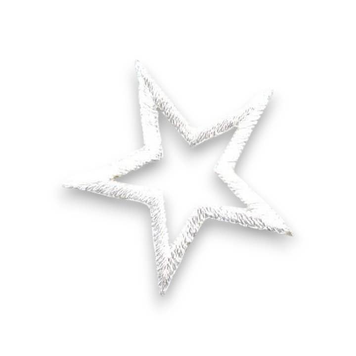 Wholesale Applique - Wholesale Patch - 3-3/4" Open White Star Outline Iron on Embroidered Patch