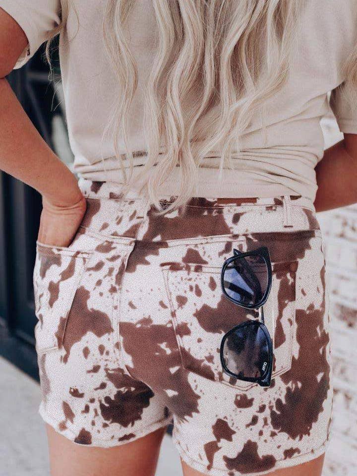 MULTICOLOR cow zipper pocket shorts for wholesale on Faire4