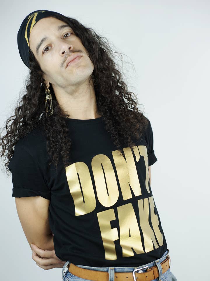 Camiseta icónica Don't Fake negra y dorada para venta al por mayor de Twenty Five