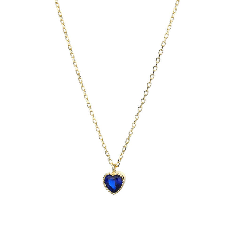 Perimade & Co. LLC - Wholesale Pendant/Charm Necklace - Dainty Blue Pink Heart Charm Necklace in 925 Sterling Silver9