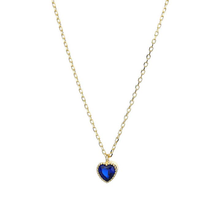 Perimade & Co. LLC - Wholesale Pendant/Charm Necklace - Dainty Blue Pink Heart Charm Necklace in 925 Sterling Silver9