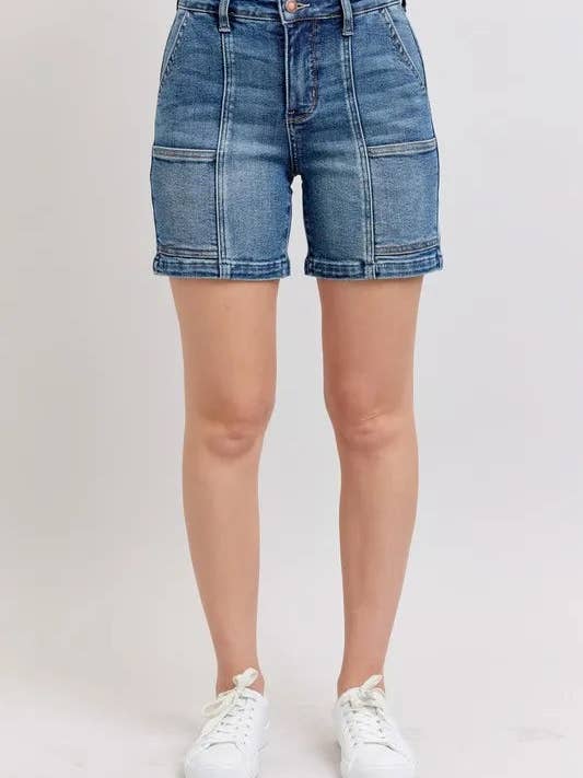 Judy Blue Full Size High Rise Denim Shorts Plus Size for wholesale by Salty Bloom