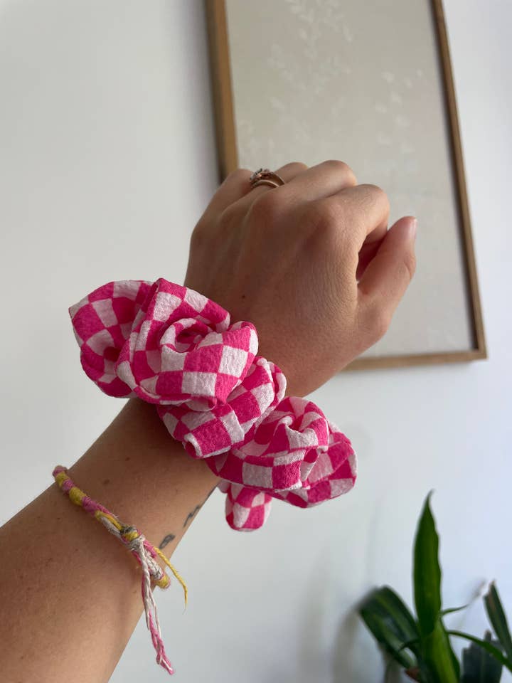 Elastico rosa a quadretti per la vendita all'ingrosso da parte di Love Scout Designs