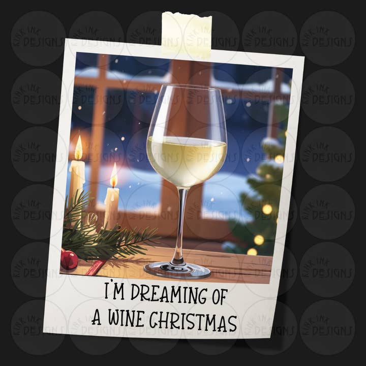Sto sognando un Natale di vino Adesivo/Calamita per la vendita all'ingrosso da parte di kink Ink Designs