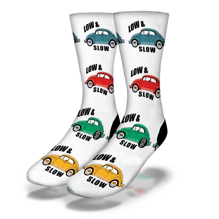 Low and Slow Bug Car Socks for wholesale by Savvy Sox
