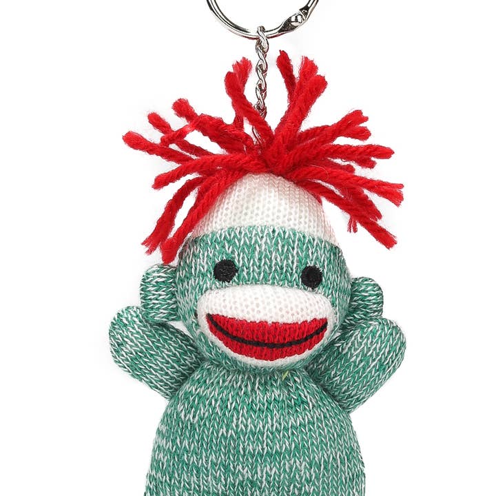 Colors of Love Sockiez Keychain - Green 4 Plush Sock Monkey for wholesale by Plushland
