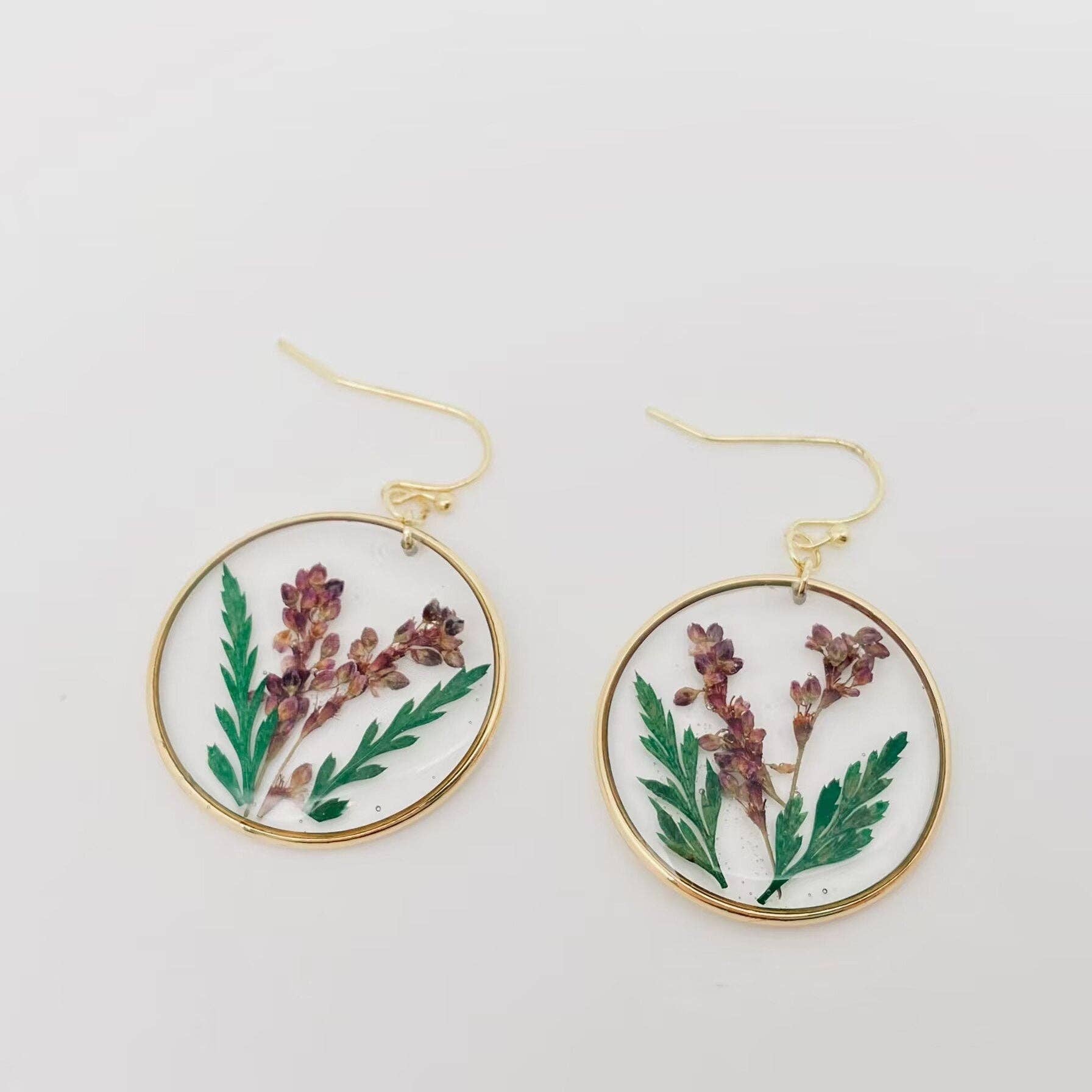 Mio Queena - Wholesale Dangle Earrings - Persicaria Orientalis Pressed Dried Flower Earrings - PDF2