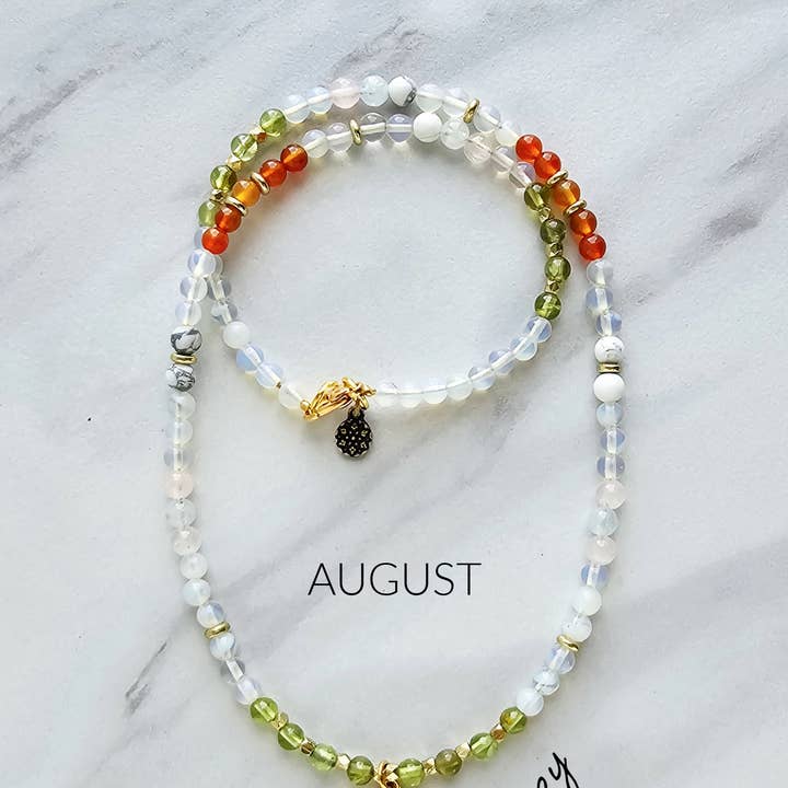 Collier Fleur de Naissance Coquelicot Août pour la vente par Moxie Malas