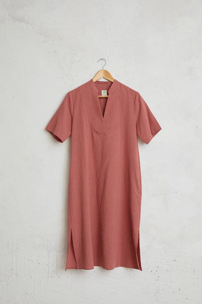 Cottyfish - Wholesale Jurk - Dames - Tuniekjurk candy roze met mandariinnek en V-hals