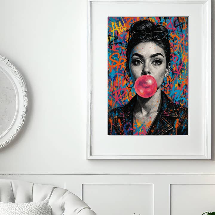 Graffiti Girl Bubblegum Art Print – Urban Pop Wall Decor for wholesale by WinsterCreations™