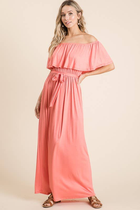 lovely melody - Wholesale Dress - Women's - LMD5025-Rayon Jersey Off the Shoulder Maxi Dress3
