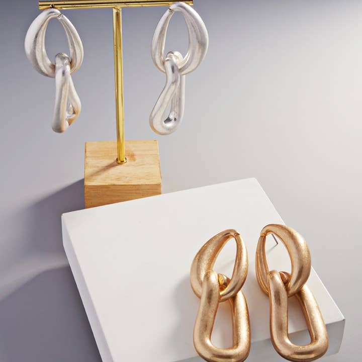 Fashion City - Wholesale Dangle Earrings - Irregular Linked Chain Post Earrings
