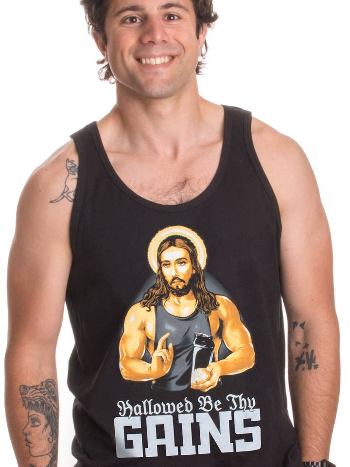 Rolig Muskel Jesus Viktlyftning Humor Linne för wholesale av Ann Arbor Tees