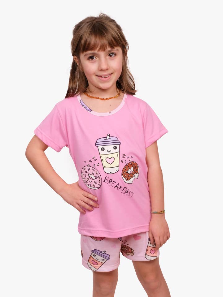 Pyjama court de fille petit déjeuner pour la vente par Marbil