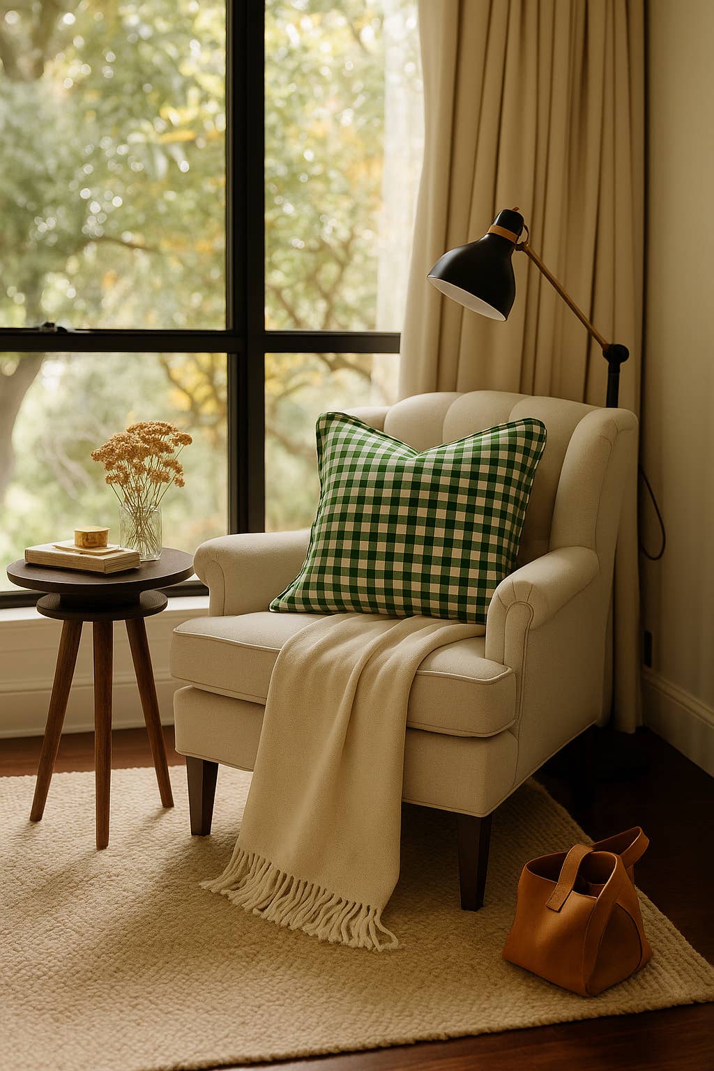 Mama and Tochter - Venta al por mayor Funda de cojín - Funda de cojín de lino francés puro con detalle de pestaña - Gingham celta