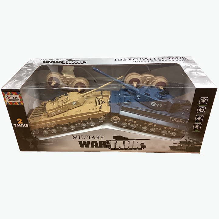 Texas Toy Distribution - Wholesale Toy car/truck – Child - Military War Tanks, 1:32 Scale RC Battle Tanks in Window Box