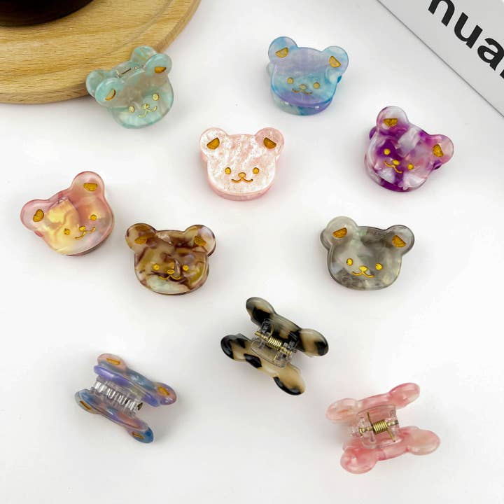 TheDivaSoap - Wholesale Hair Clip - Kids - Cute Bear Head Mini Claw Clip, Acetate Children's Hair Clip1