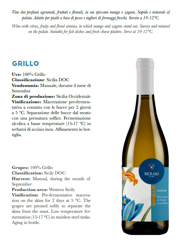 Meraki Vini - Wholesale White Wine - Grillo White Wine Doc Sicily Meraki Vini1