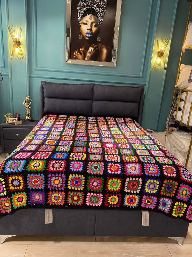 chandakashop - Venta al por mayor Mantas de sofá - Manta de ganchillo de cuadrado de la abuela para sofá1