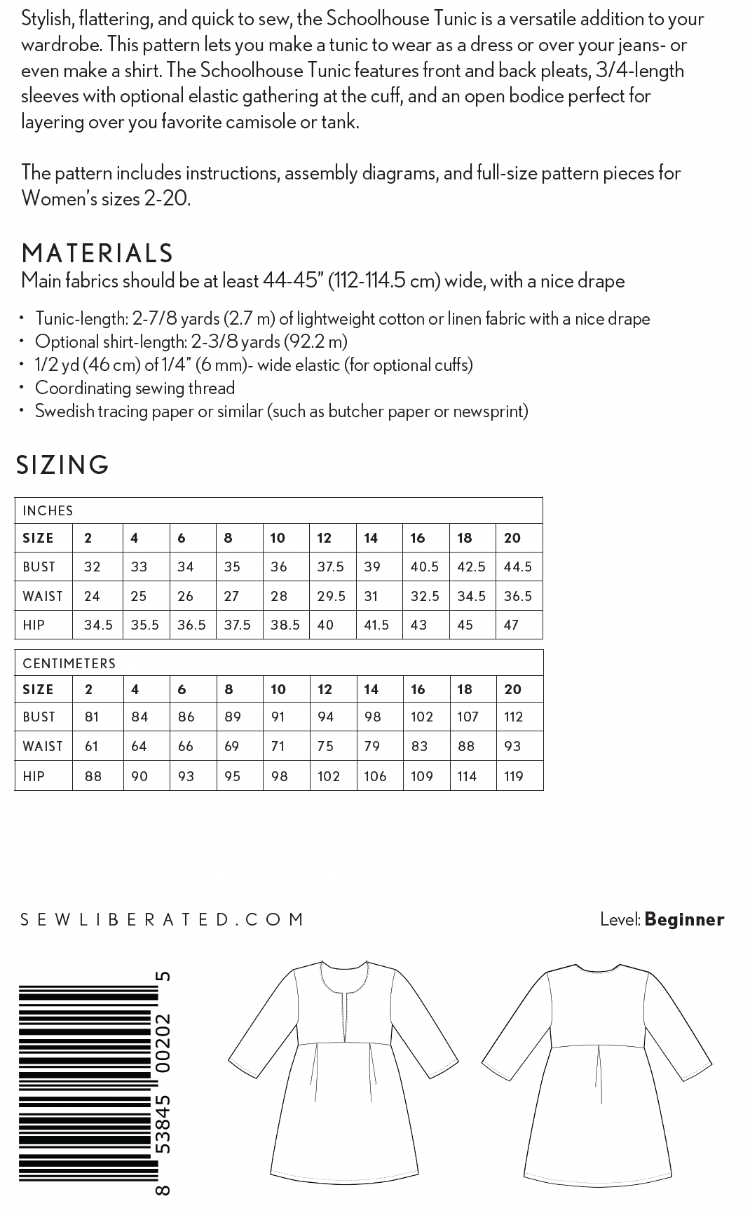 Sew Liberated Sewing Patterns - Wholesale Craft Sewing Kit - Schoolhouse Tunic Sewing Pattern5