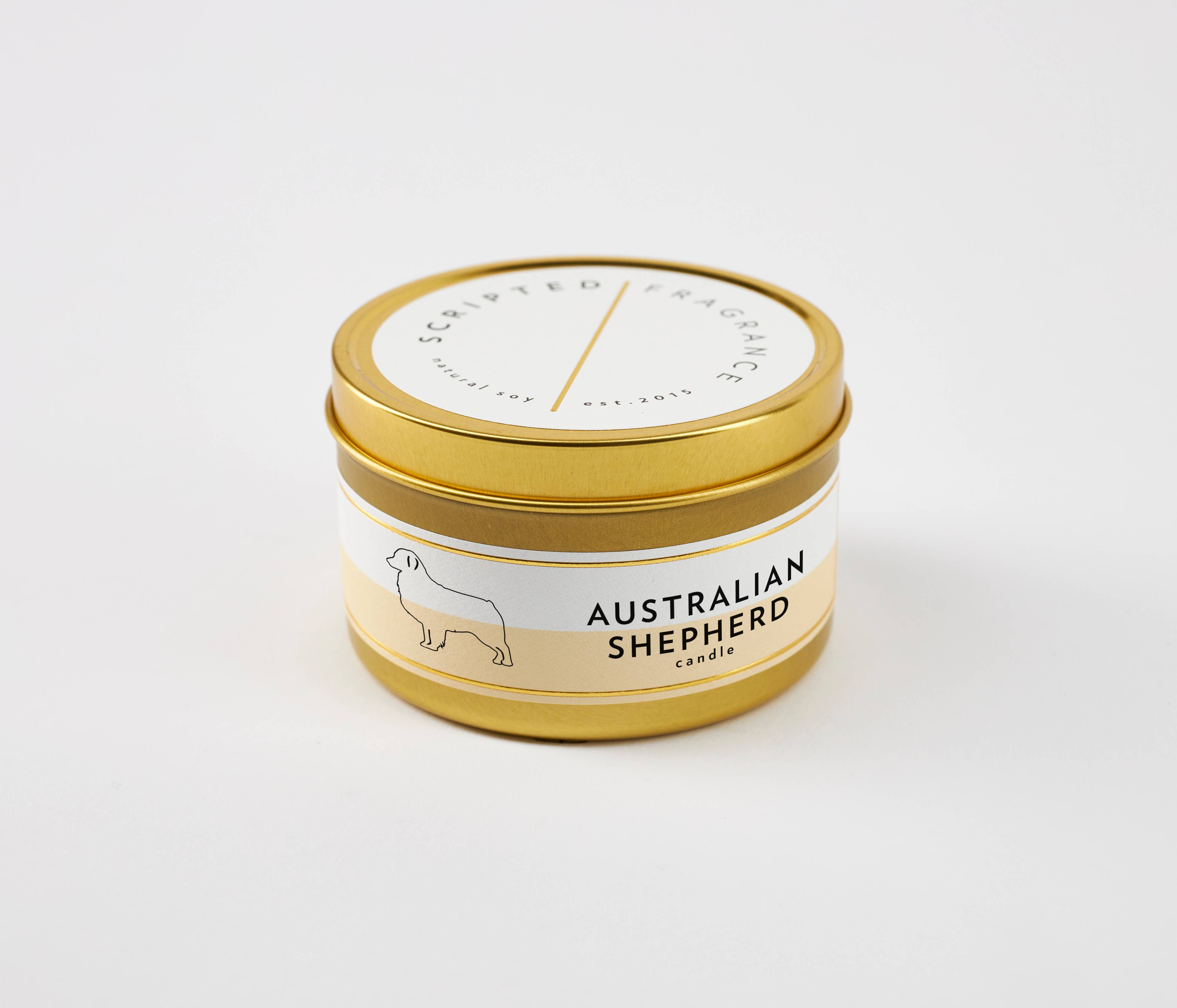 Scripted Fragrance - Wholesale Jar/Filled Candle - Australian Shepherd Dog Soy Candle in Drinking Glass1