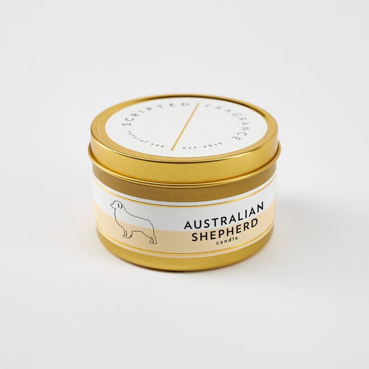 Scripted Fragrance - Wholesale Jar/Filled Candle - Australian Shepherd Dog Soy Candle in Drinking Glass1