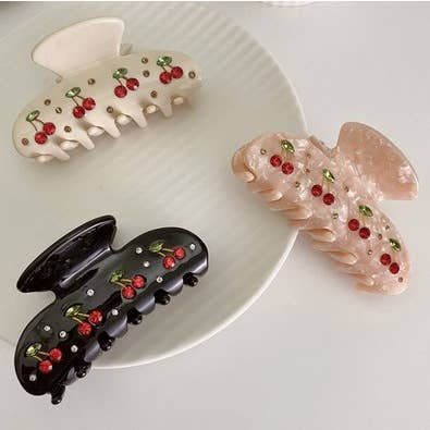 Dilworth Road - Wholesale Hair Clip - Women's - Luxe Crystal Cherry Acetone Hair Clip