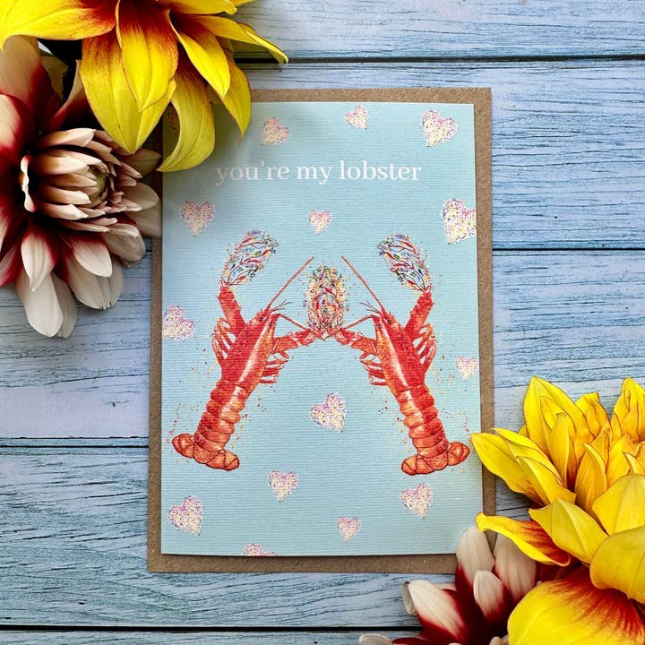 You're my Lobster Eco Card Valentines Galantines Love Friend pour la vente par Jen Winnett Eco Artist