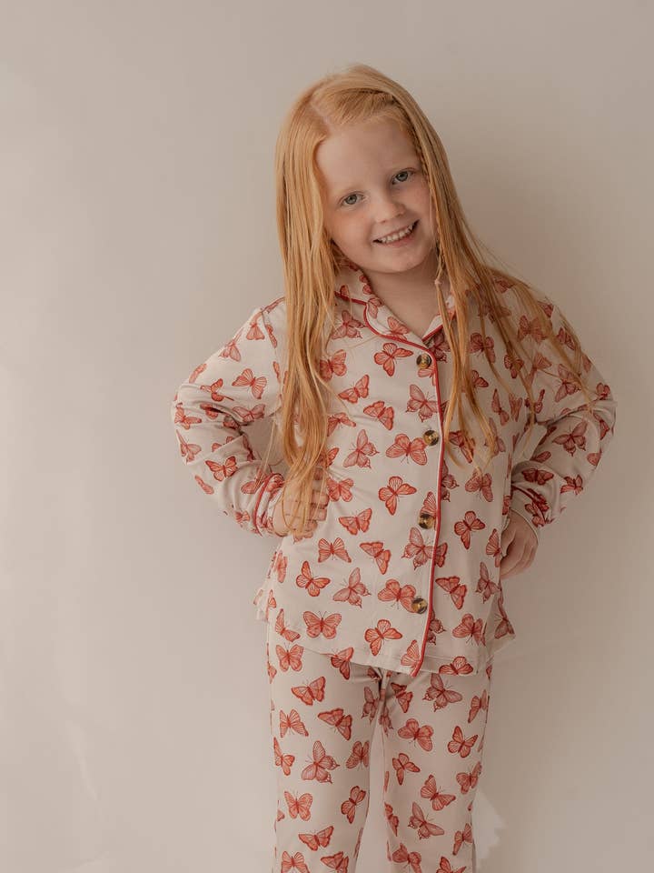 Annie Bean & Co - Wholesale Sleepwear Set - Kids - Butterfly | Flare Bamboo Two Piece Pajama Set1