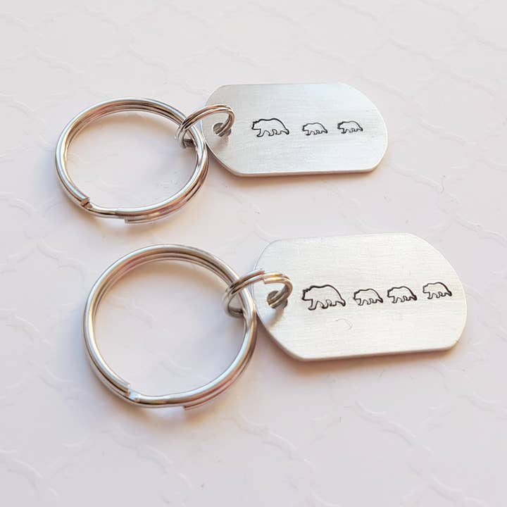 Mama and baby bears keychain for wholesale by Resistance Jewelry