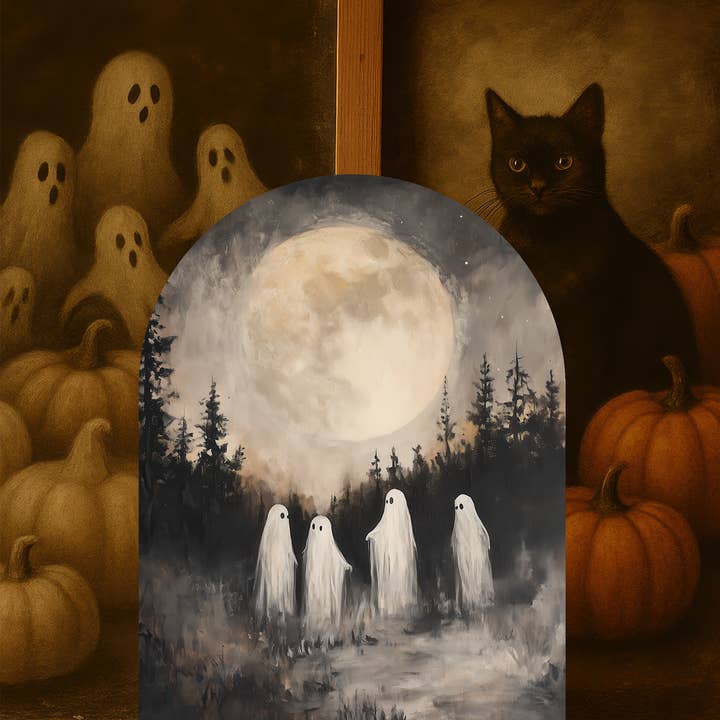 The 19th Collective - Wholesale Wall Sign - Full Moon Ghosts Arch Sign – Spooky Halloween Wood Decor0