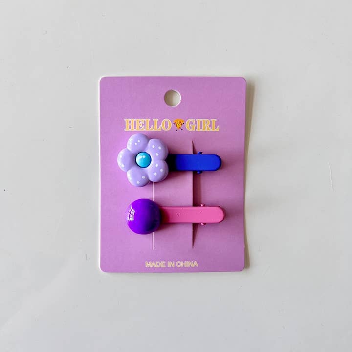 ACCITY - Wholesale Hair Clip - Kids - CHILDREN'S FLOWER ROUND BEAD HAIRPIN_CWAHA1821