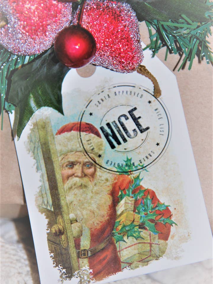 Christmas Vintage Sant Gift Tags - Nice List for wholesale by KendollMade