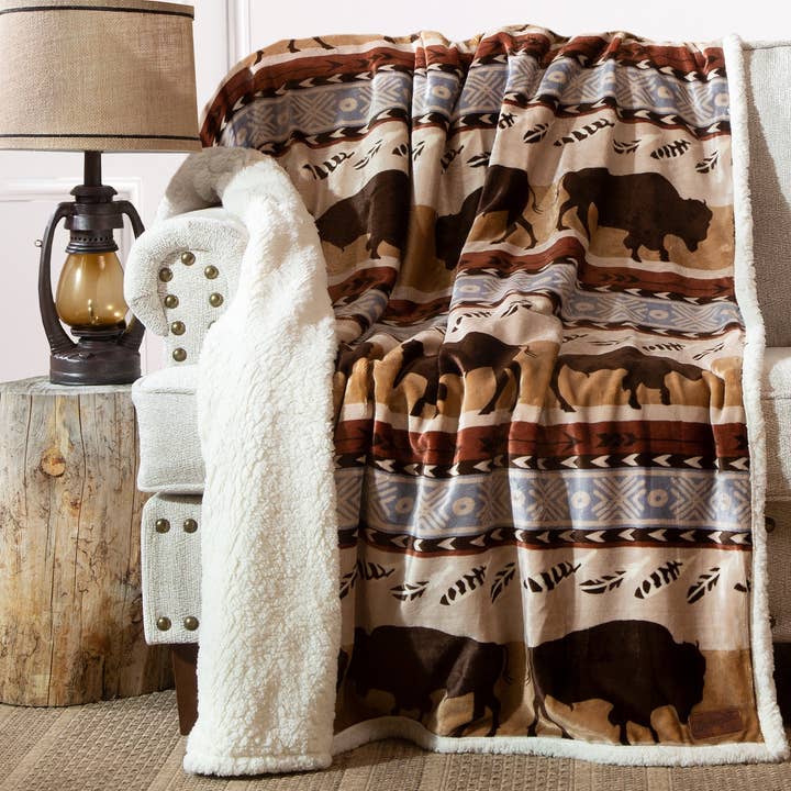 Plaid Sherpa en peluche Wrangler® Buffalo Southwestern pour la vente par Carstens, Inc.