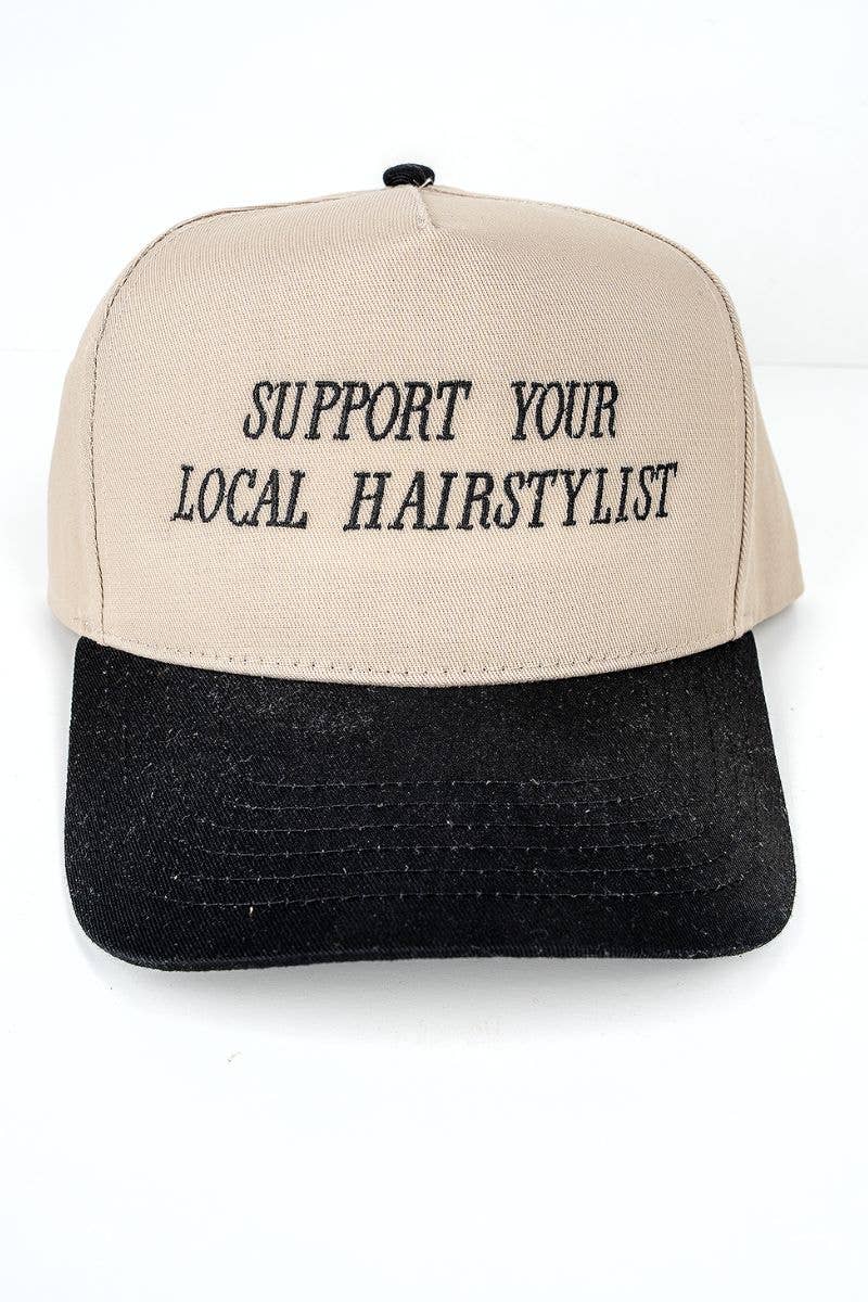 Wholesale Accessory Market - Wholesale Trucker Hat - Women's - Support Your Local Hairstylist Embroidered Five Panel Twill Cap0