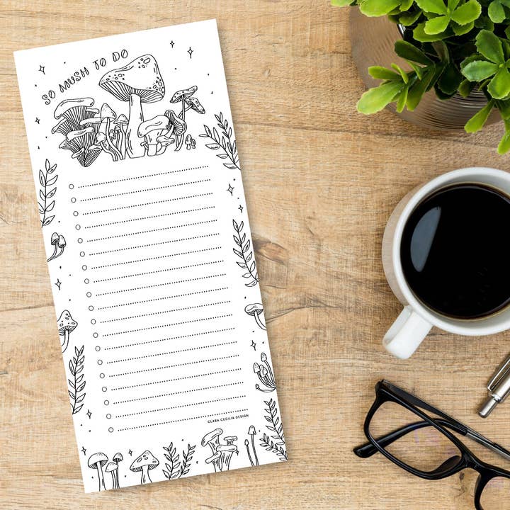 So viel zu tun | Mushroom Notepad für den Großhandel von Clara Cecilia Design
