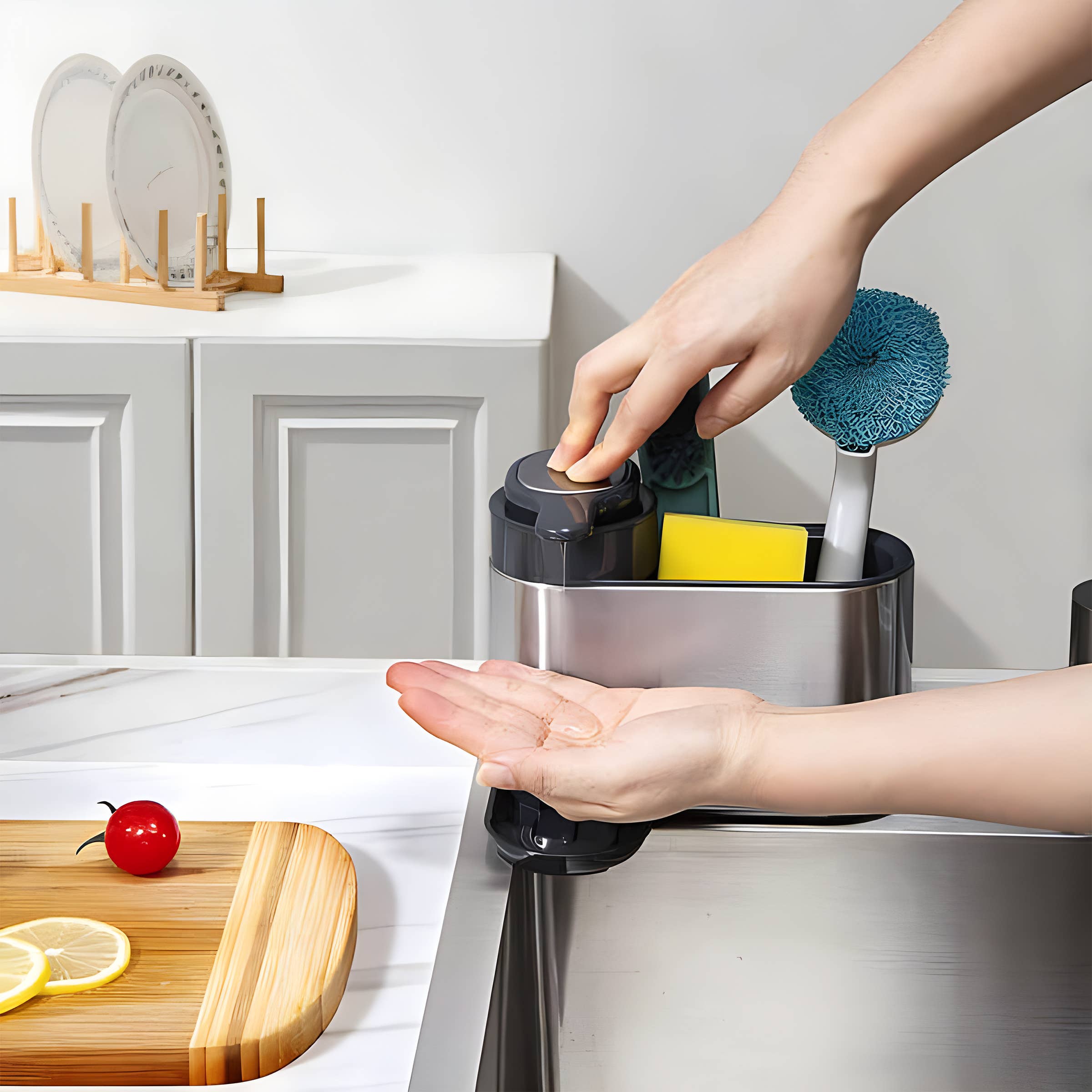 Menastyl - Wholesale Kitchen Storage/Organizer - 2-in-1 sink organizer in stainless steel and plastic3