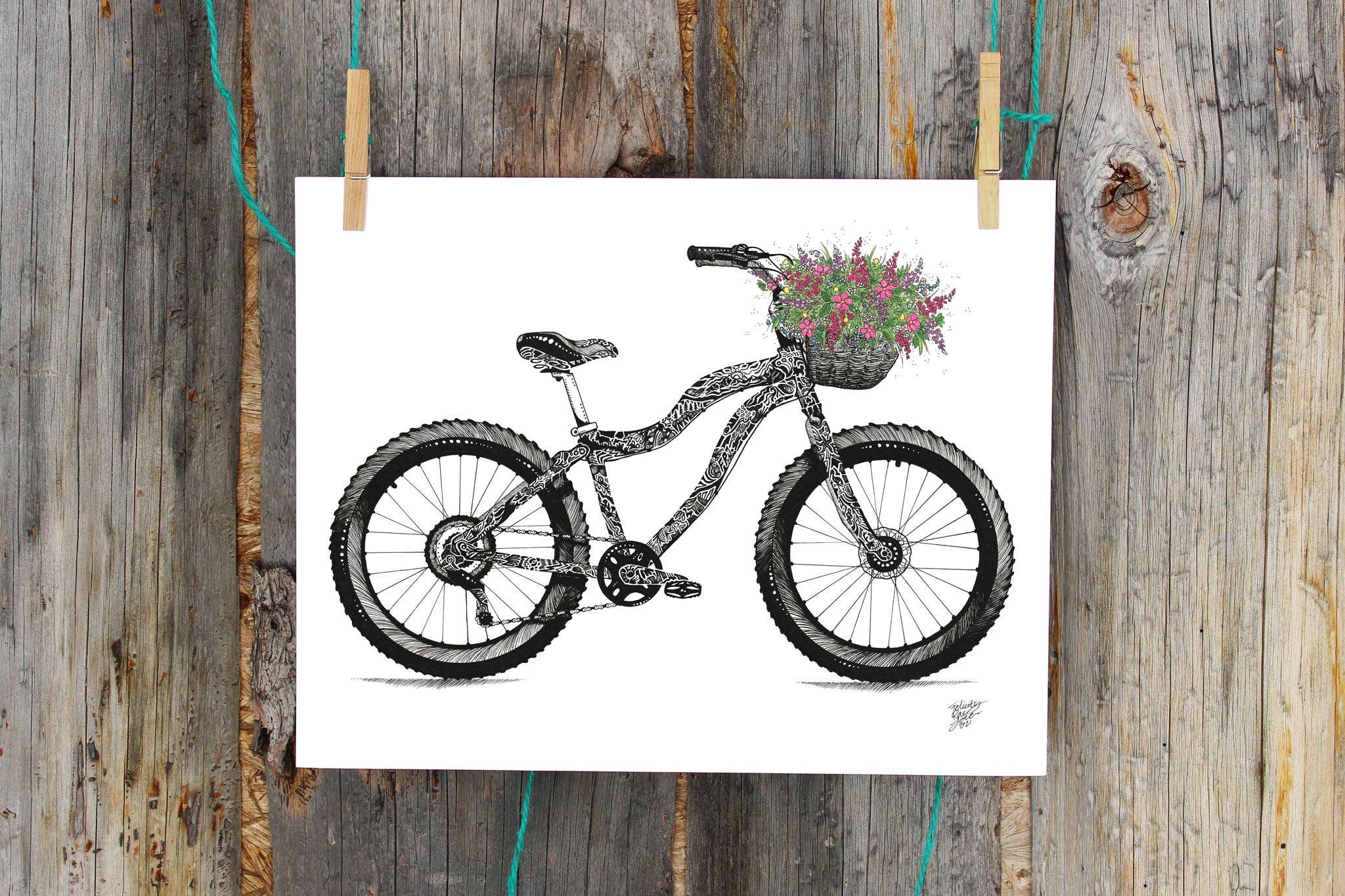 FJ Creations - Wholesale Art Print - Fat Tire Bike - Doodle Series - Fine Art Print2