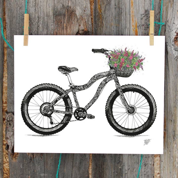 FJ Creations - Wholesale Art Print - Fat Tire Bike - Doodle Series - Fine Art Print2