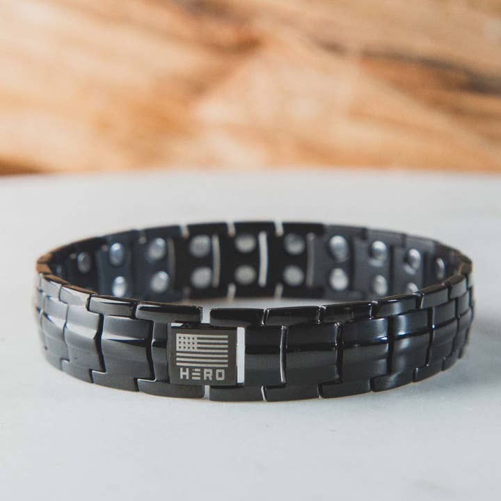 The Hero Company - Wholesale Link & Chain Bracelet - The Hero Company- Sherman Tank Track Titanium Magnetic Bracelet : Helps Pair Veterans With A Service Dog Or Shelter Dog- Faire