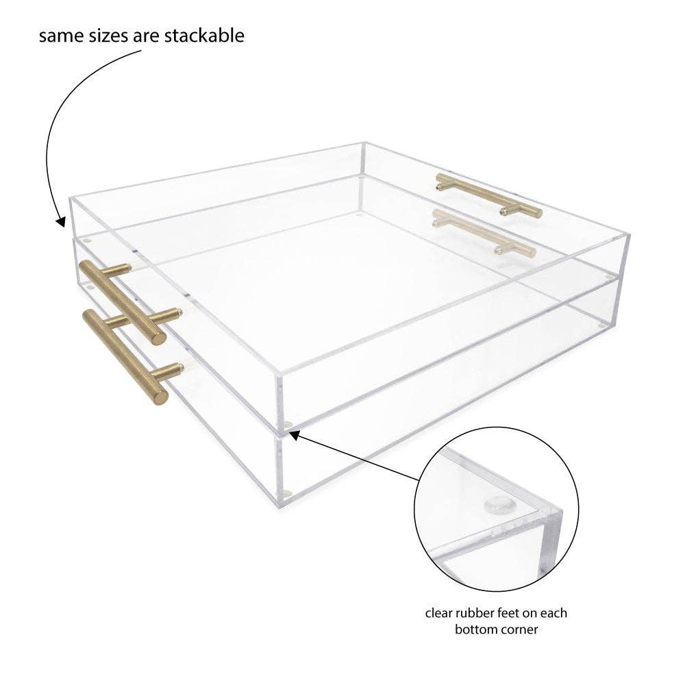 Isaac Jacobs International - Wholesale Serving Tray - Isaac Jacobs Clear Acrylic Serving Tray with Metal Handles26