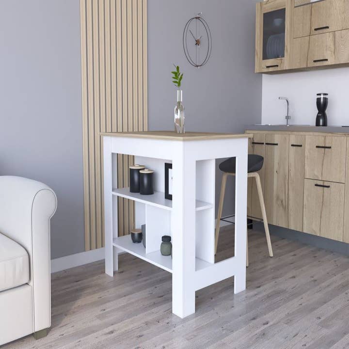 Treevol Furniture - Wholesale Kitchen Storage/Organizer - Kitchen Island Dozza, Kitchen, White / Light Oak