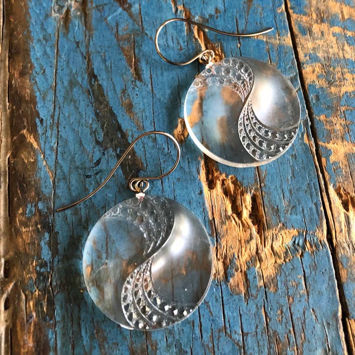 Clear Art Deco Swish Crystal Studded Drop Earrings for wholesale by Leetie Lovendale