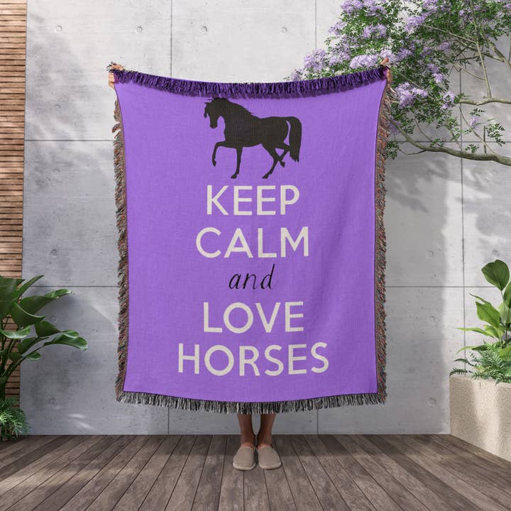 3dRose - Wholesale Throw Blanket - 3dRose, Keep calm and love horses. Purple., Blanket2