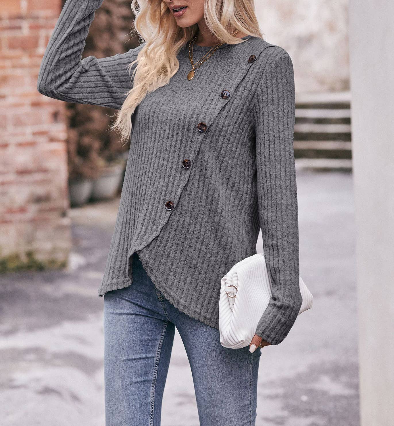 HIDDENBRAND - Wholesale Knit Sweater - Women's - Women's Round Neck Solid Color Sweater21