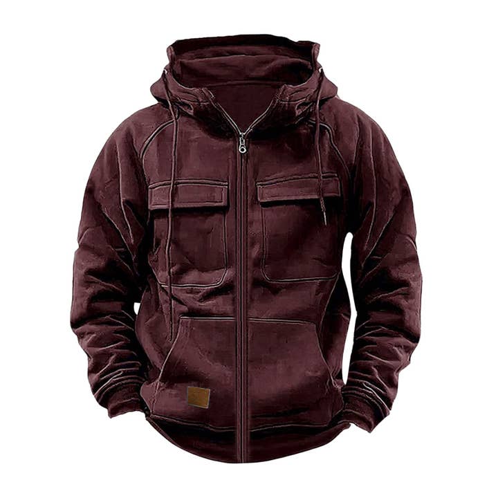 Tourtiwi - Wholesale Hoodie - Men's - Men's Casual Solid Color Hooded Sweatshirt Jacket
