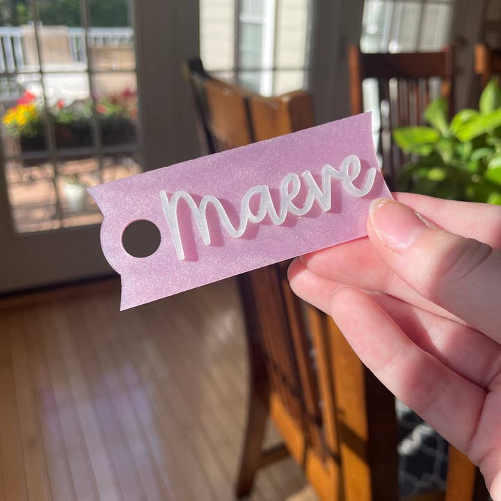 DesignedbyKendal - Wholesale Drink Topper - Pearl Pink and White Custom Name 30 and 40 ounce Stanley Topper7