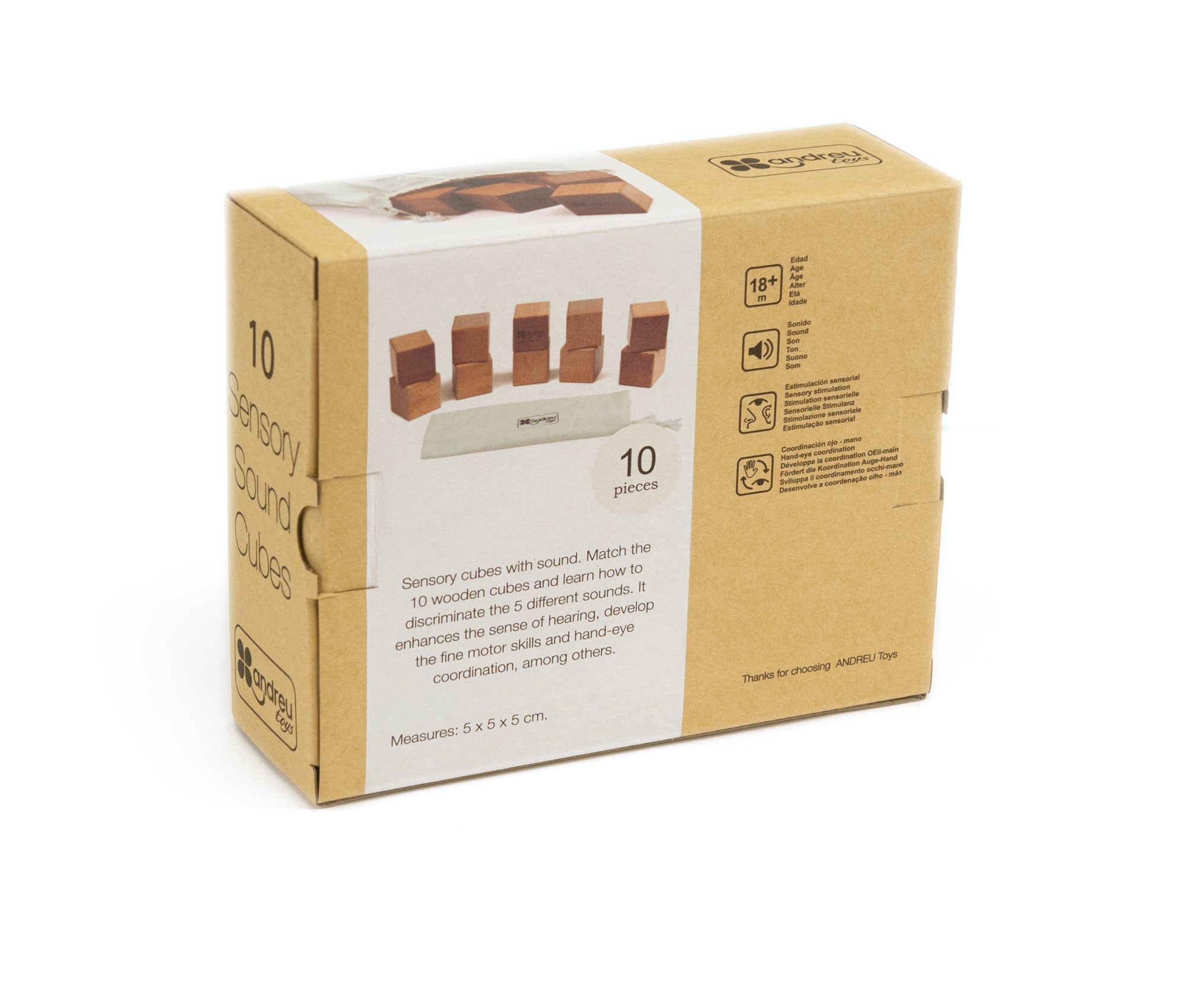 TOYS SERVICE, SL. -ANDREU TOYS- - Wholesale Wood Toy - Kids - 10 Sensory Sound Cubes / 10 Montessori Sensory Cubes6